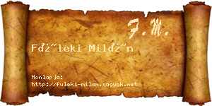 Füleki Milán névjegykártya